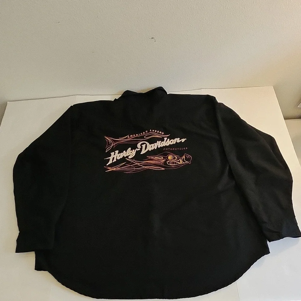 Harley Davidson Button Up Shirt Mens XXXL Black Short Sleeve‎ Casual Biker